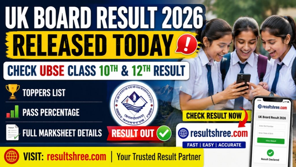 UK Board Result 2026 Released Today Check UBSE Class 10 and 12 Result Link Toppers Pass Percentage and Full Marksheet Details