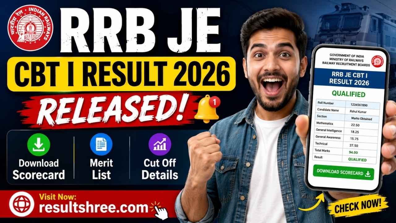RRB JE CBT I Result 2026 Released – Download Scorecard, Merit List and Cut Off Details Online