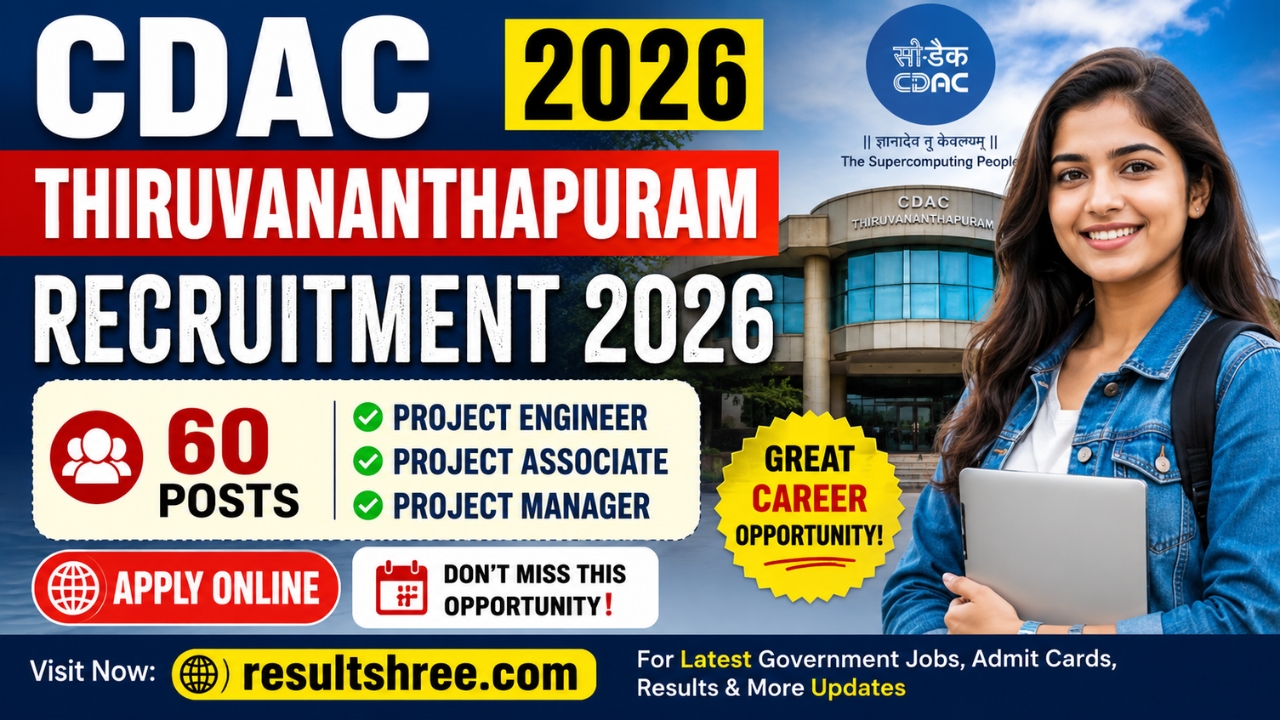 CDAC Thiruvananthapuram Recruitment 2026 Apply Online for 60 Project Engineer, Project Associate and Project Manager Posts