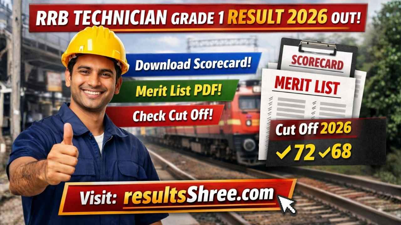 RRB Technician Grade 1 Result 2026 OUT at RRB Apply Portal | Download Scorecard, Merit List & Cut Off PDF
