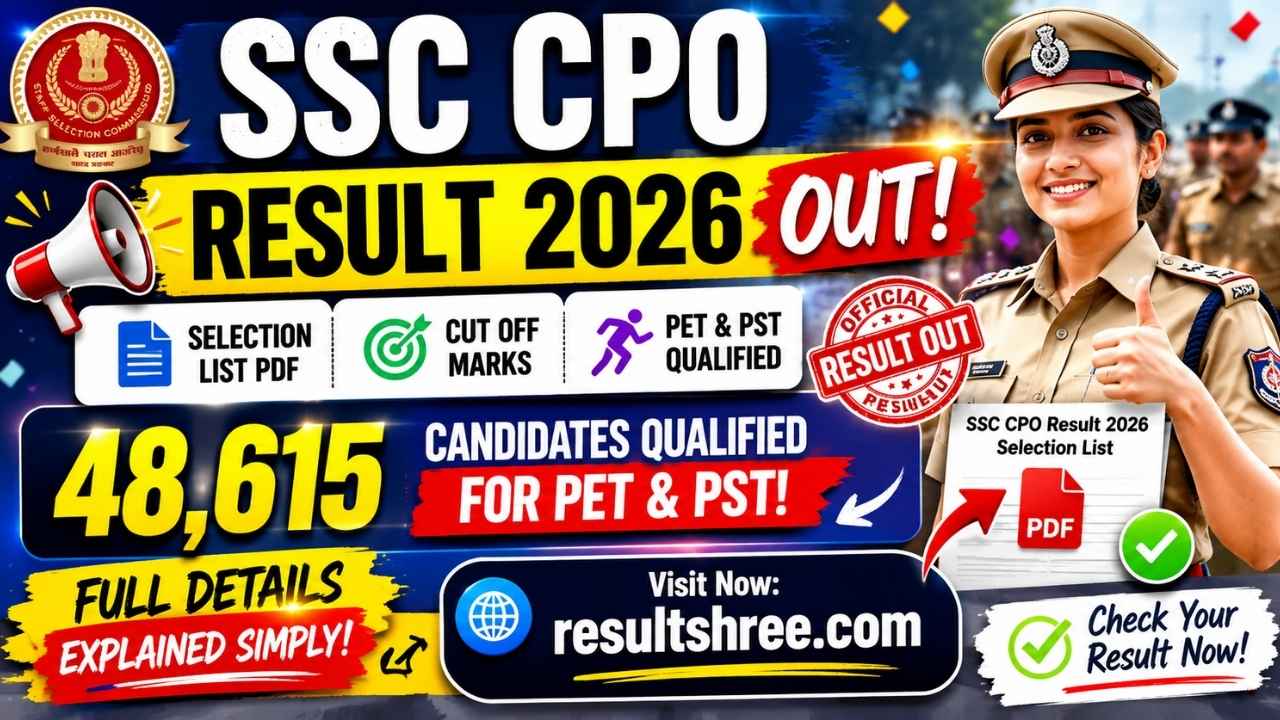SSC CPO Result 2026 OUT – Selection List PDF, Cut Off Marks, and 48,615 Candidates Qualified for PET and PST Full Details Explained Simply