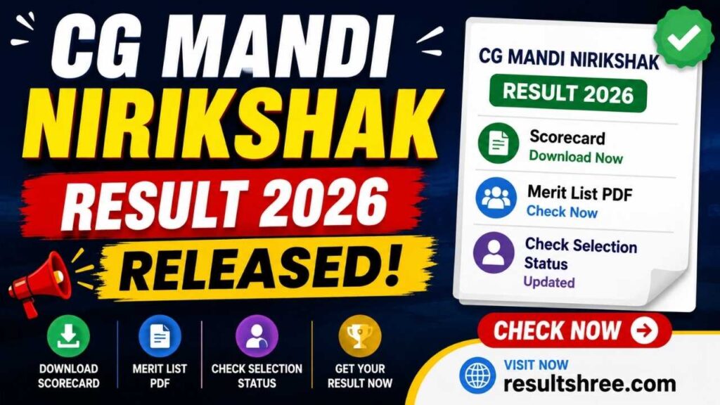 CG Mandi Nirikshak Result 2026 Released: Download Scorecard, Merit List PDF and Check Selection Status