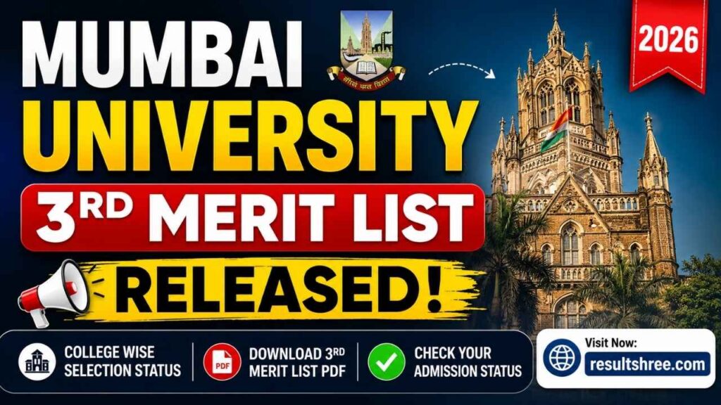 Mumbai University Third Merit List 2026 Released – Check College Wise Selection Status and Download the 3rd Admission Merit List PDF Online