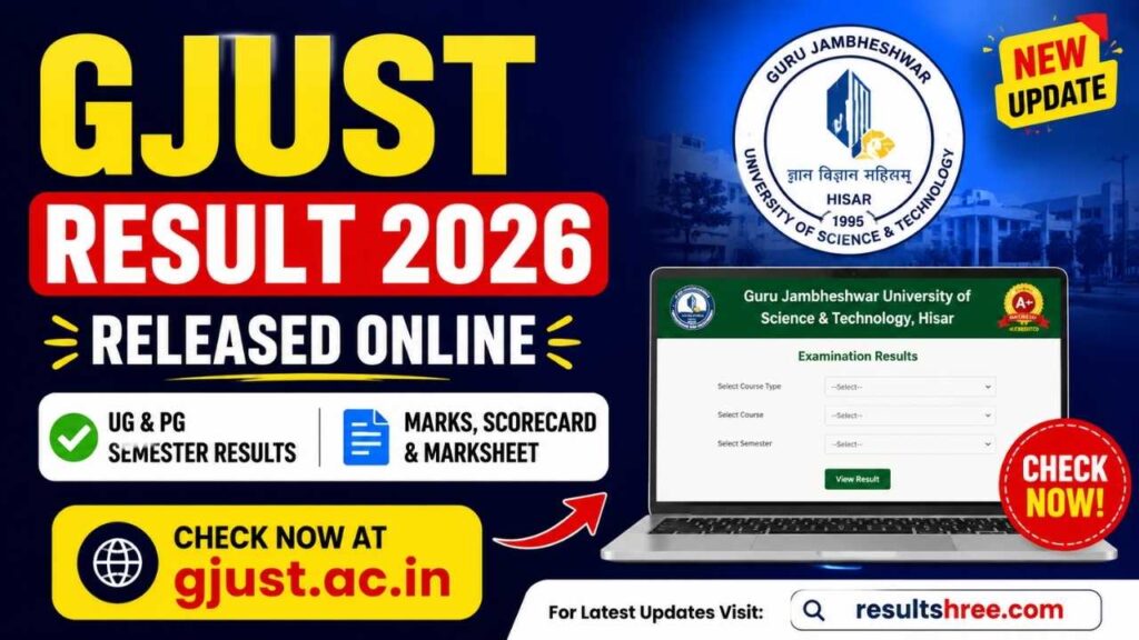 GJUST Result 2026 Released: Download UG and PG Semester Results Online at gjust.ac.in
