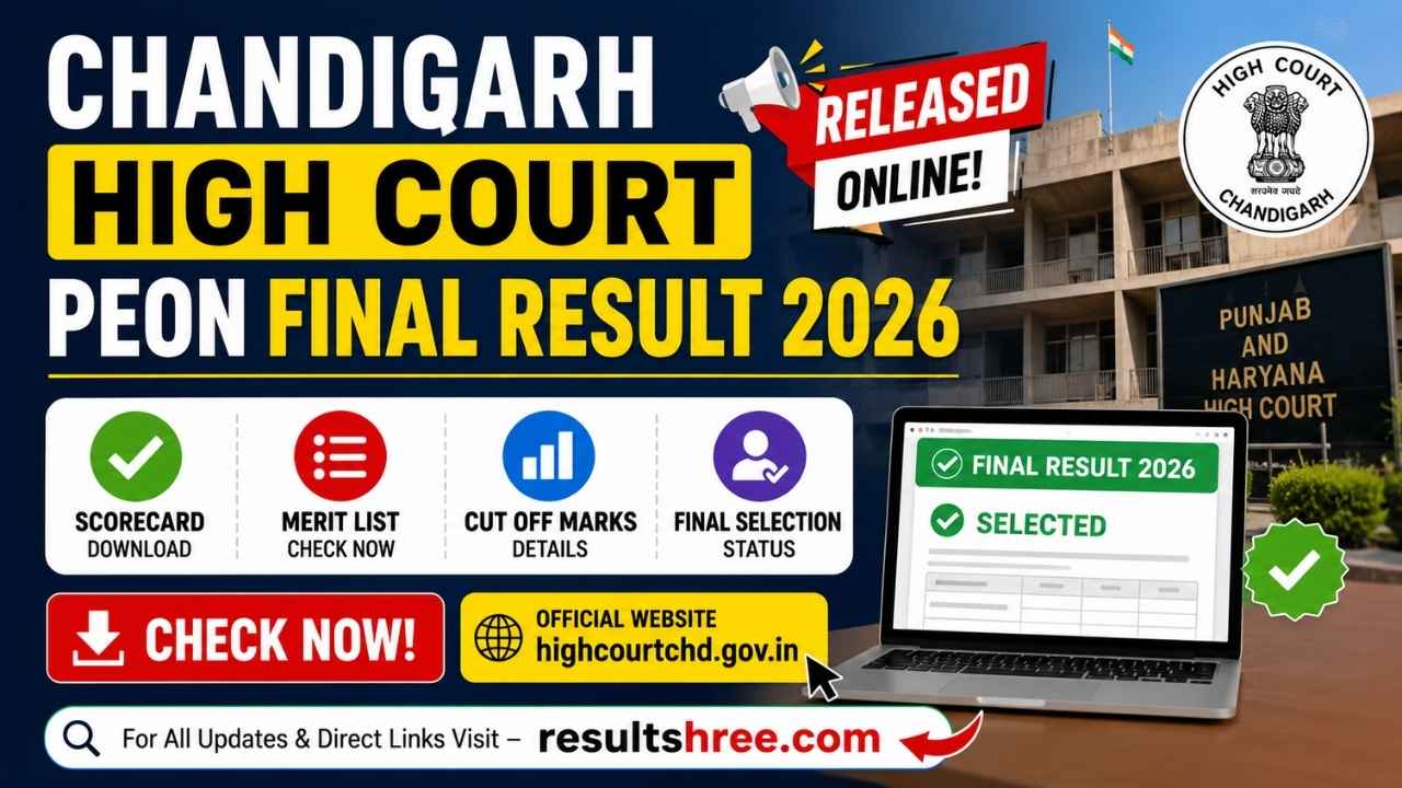 Chandigarh High Court Peon Final Result 2026 Released Online: Download Scorecard, Check Merit List, Cut Off Marks and Final Selection Status at highcourtchd.gov.in