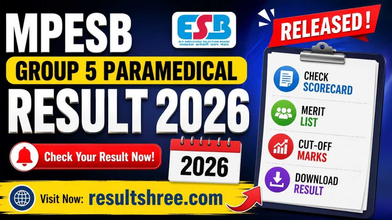 MPESB Group 5 Paramedical Result 2026 Released: Check Scorecard, Merit List, Cut-Off Marks & Download Result at esb.mp.gov.in