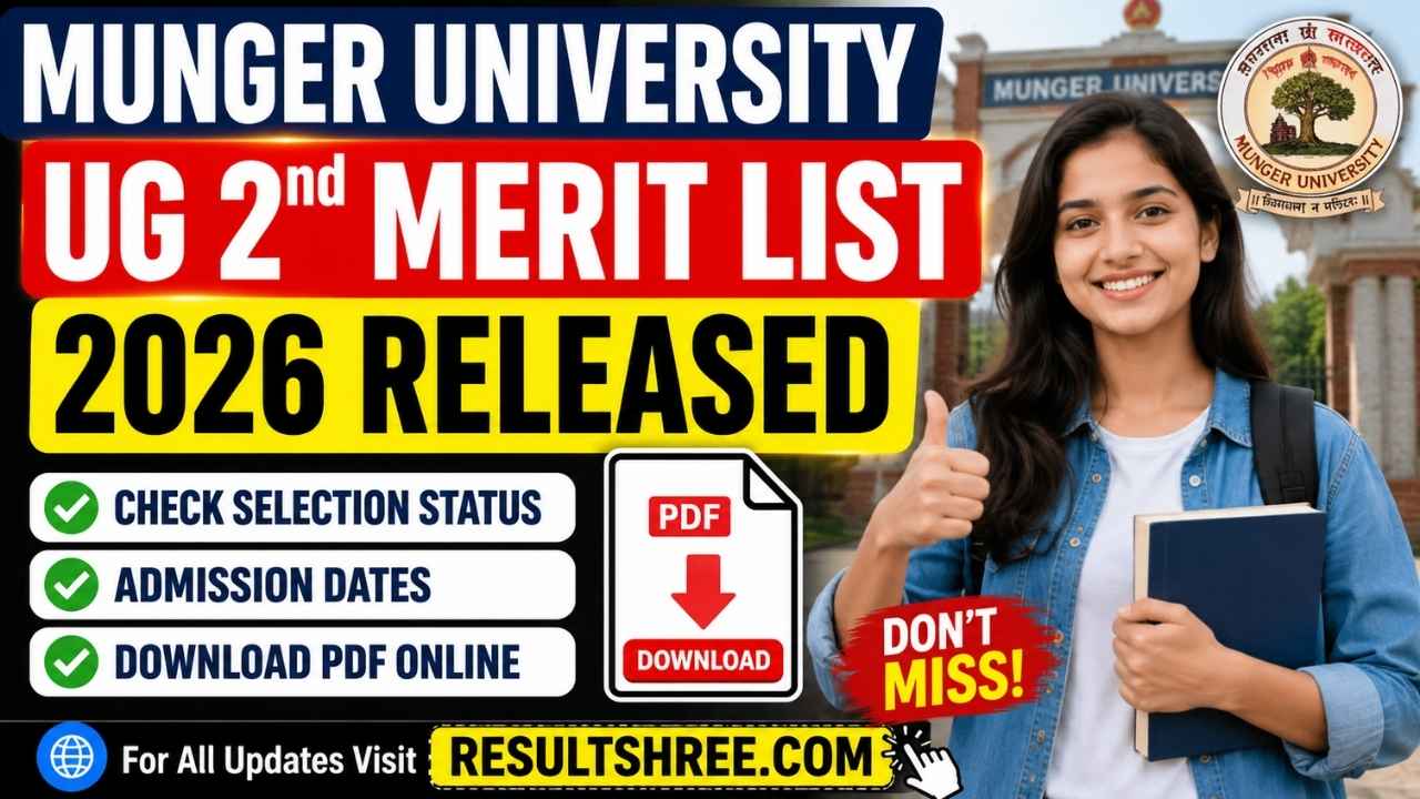 Munger University UG 2nd Merit List 2026 Released: Download PDF, Check Admission Dates, Eligibility, and College Allotment