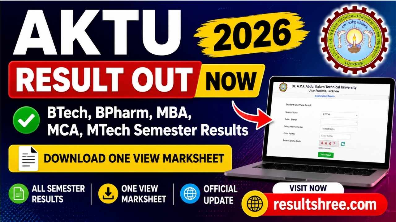AKTU Result 2026 Out Now: Check BTech, BPharm, MBA, MCA, MTech Semester Results and Download One View Marksheet at aktu.ac.in