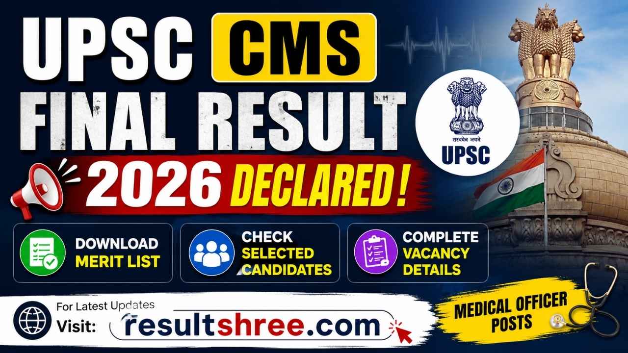 UPSC CMS Final Result 2026 Declared – Download Merit List, Check Selected Candidates & Complete Vacancy Details for Medical Officer Posts
